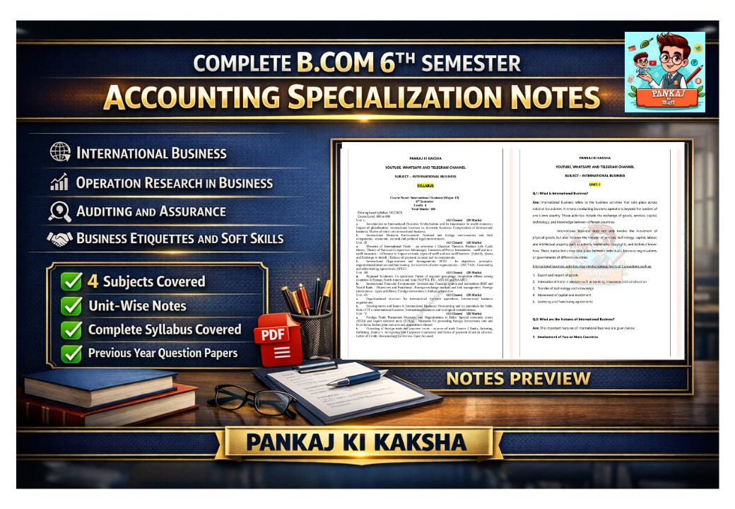 B.Com 6th Semester COMBO (Accounting Major) Study Materials