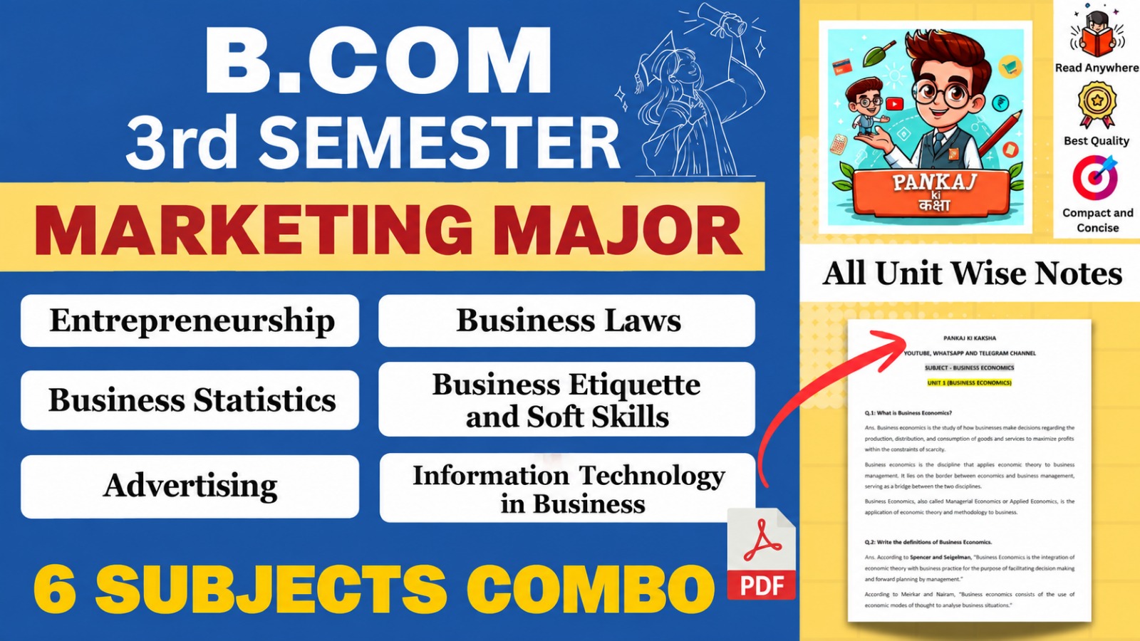 B.Com 3rd Semester COMBO (Marketing Major) Study Materials