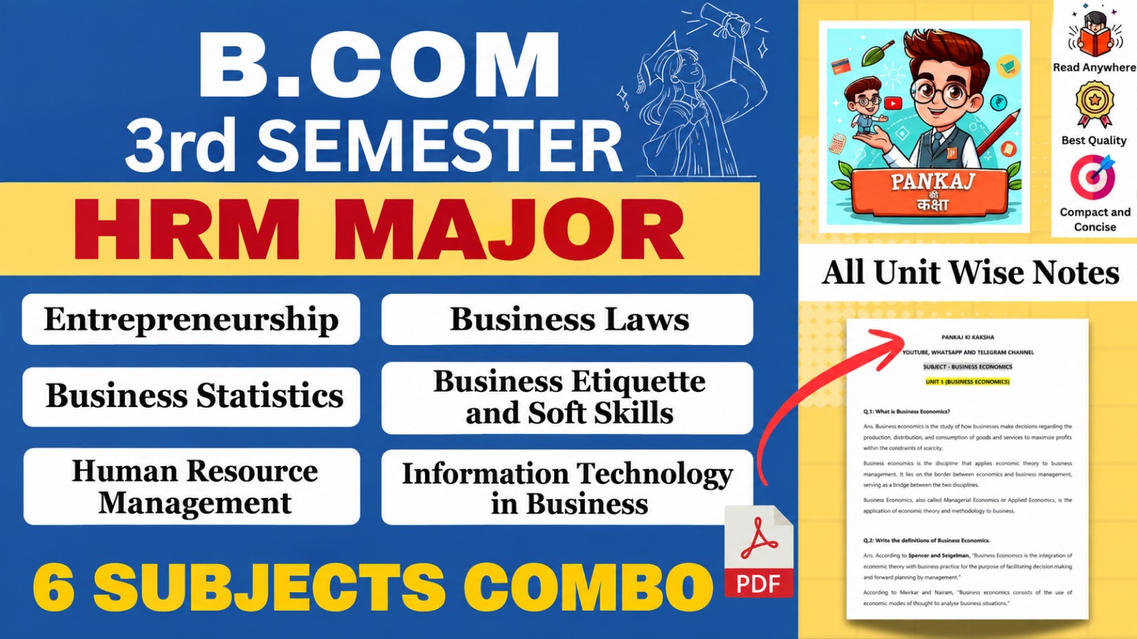 B.Com 3rd Semester COMBO (HRM Major) Study Materials